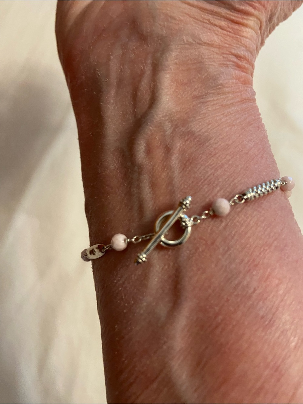 Lagos Sterling Silver Caviar Icon Pink Ceramic Bead Station Toggle Bracelet - Picture 3 of 5